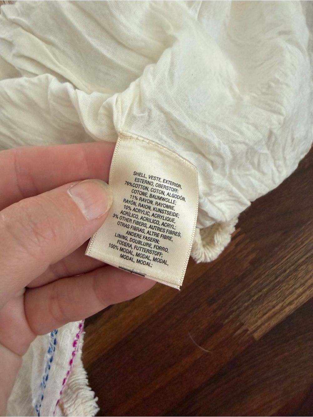 Anthropologie HOLDING HORSES Cream Sarape fabric Dress w/Pink & Blue Stripes - Picture 5 of 9